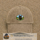 Casquette baseball Beige foncé délavé 100% coton avec visuel Chat et souris à la ferme 5 cm - image produit principale