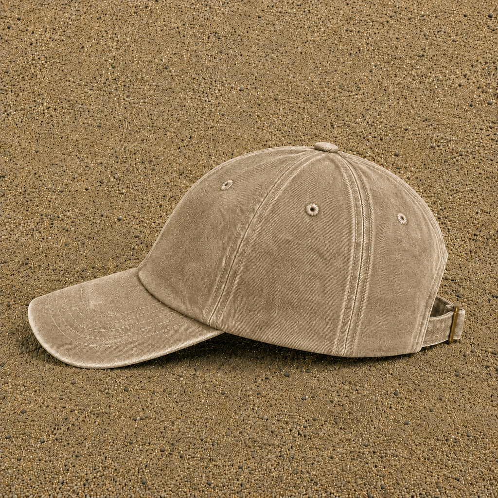 Casquette baseball Beige foncé délavé 100% coton avec visuel Tournesol avec tige 7 cm - image pack couleur 4