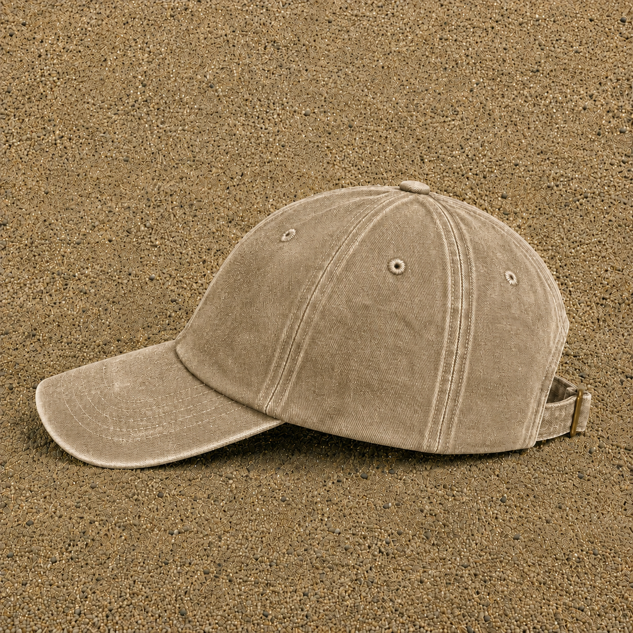 Casquette Beige foncé délavé 100% coton style baseball
