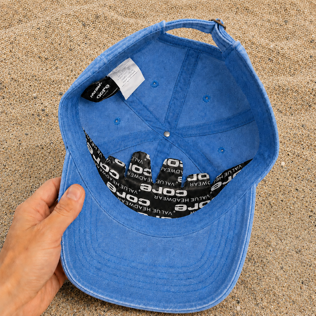 Casquette baseball Bleu ciel délavé en coton avec motif Prénom Damien nature et cerf 5 cm – vue couleur 5