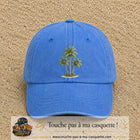 Image principale produit55grosBLC - casquette Bleu ciel délavé avec visuel Palmiers 7 cm