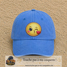 Image principale produit10grosBLC - casquette Bleu ciel délavé avec visuel Emoji bisou cœur 7 cm