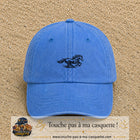 Image principale produit127petitBLC - casquette Bleu ciel délavé avec visuel Cheval au galop 3 cm