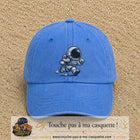 Image principale produit64grosBLC - casquette Bleu ciel délavé avec visuel Astronaute chibi 7 cm