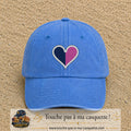 Image principale produit116grosBLC - casquette Bleu ciel délavé avec visuel Cœur bicolore 7 cm