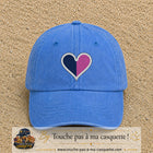 Image principale produit116grosBLC - casquette Bleu ciel délavé avec visuel Cœur bicolore 7 cm