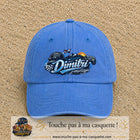 Casquette Bleu ciel délavé avec motif Prénom Dimitri univers vitesse en 7 cm – vue principale