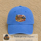 Casquette Bleu ciel délavé avec motif Je t’aime mon Papa et ses passions en 7 cm – vue principale