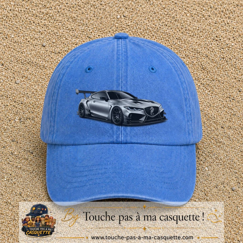 Casquette Bleu ciel délavé avec motif Voiture sportive en 7 cm – vue principale