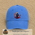 Casquette Bleu ciel délavé motif Couple sous la lune logo 7 cm