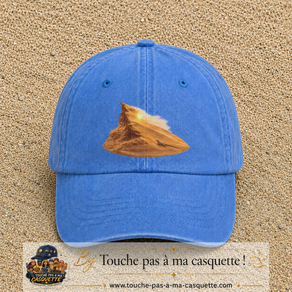 Image principale casquette Bleu ciel délavé avec motif Dune du désert 7 cm