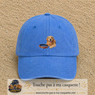 Image principale casquette Bleu ciel délavé avec motif Chien avec collier 5 cm