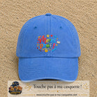 Casquette Bleu ciel délavé avec motif Merci Prof coloré en 7 cm – vue principale