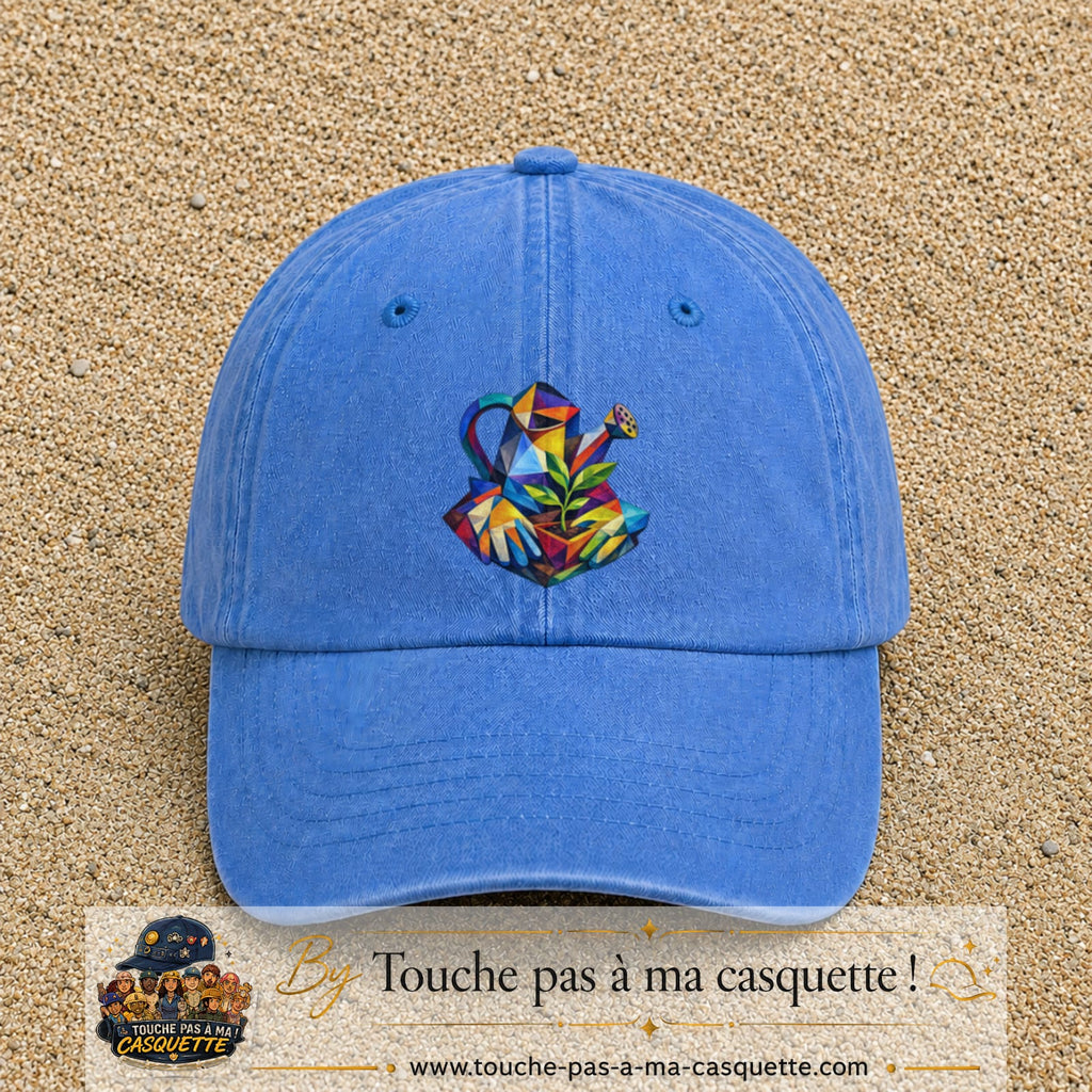 Image principale casquette Bleu ciel délavé avec motif Arrosoir de jardin 7 cm