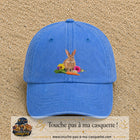 Image principale casquette Bleu ciel délavé avec motif Lapin fleuri 7 cm