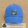 Casquette Bleu ciel délavé motif Paysage tropical géométrique logo 7 cm