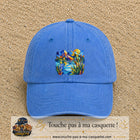 Casquette Bleu ciel délavé motif Paysage tropical géométrique logo 7 cm
