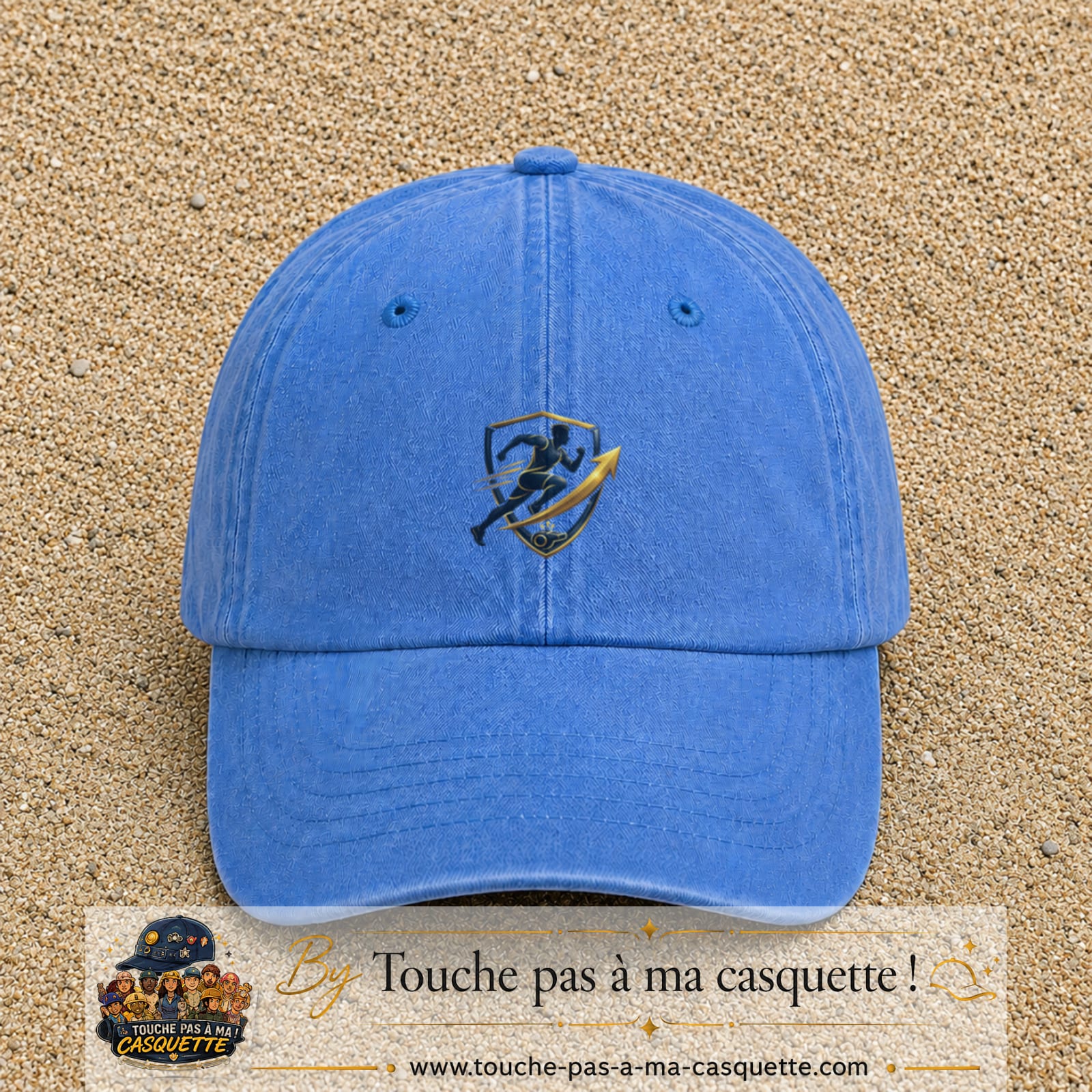 Casquette Bleu ciel délavé avec motif Coureur et sifflet de coach en 5 cm – vue principale