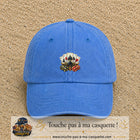 Casquette Bleu ciel délavé motif Poker cartes et jetons logo 5 cm