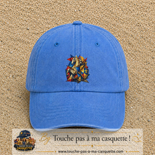 Image principale casquette Bleu ciel délavé avec motif Chevalier mosaïque 7 cm
