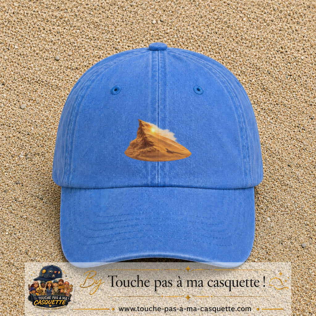 Image principale casquette Bleu ciel délavé avec motif Dune du désert 5 cm