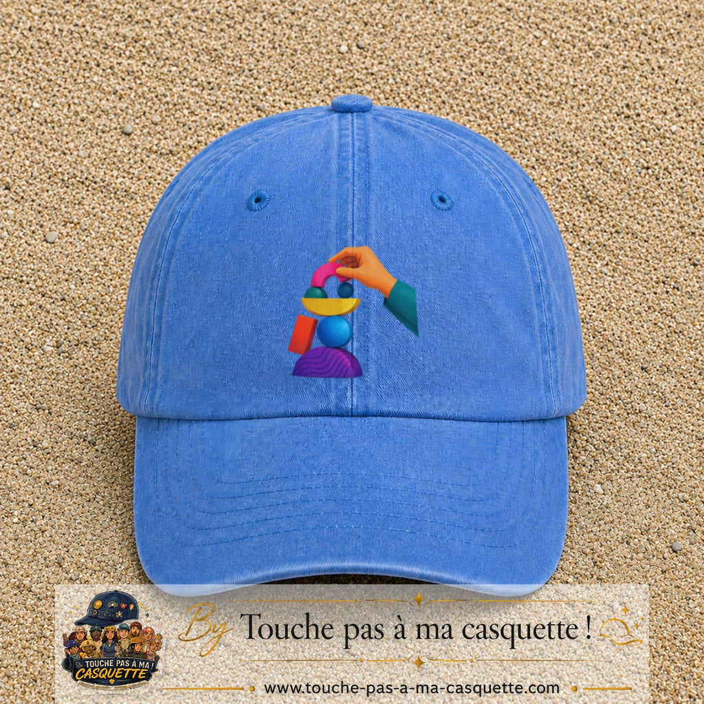 Image principale casquette Bleu ciel délavé avec motif Jeu d’équilibre 7 cm