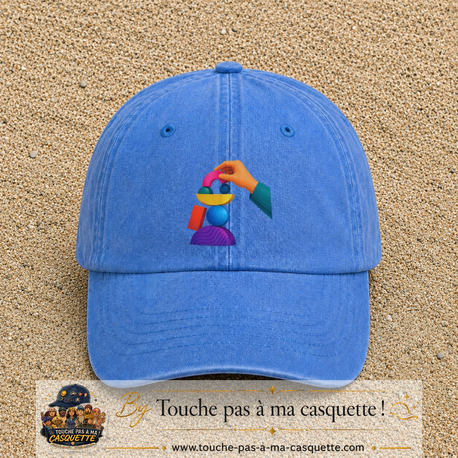 Image principale casquette Bleu ciel délavé avec motif Jeu d’équilibre 7 cm