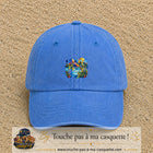 Casquette Bleu ciel délavé motif Paysage tropical géométrique logo 5 cm