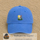Casquette Bleu ciel délavé motif Lapin sous la lune logo 5 cm