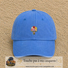 Casquette Bleu ciel délavé avec motif Bouquet romantique de roses en 5 cm – vue principale