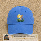 Casquette Bleu ciel délavé motif Lapin sous la lune logo 7 cm