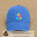 Casquette Bleu ciel délavé motif Puzzle pop logo 7 cm