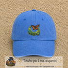 Image principale casquette Bleu ciel délavé avec motif Papillon et lézard 7 cm