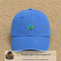 Casquette Bleu ciel délavé motif Bouclier croix et feuilles logo 5 cm
