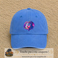 Casquette Bleu ciel délavé motif Licorne et dragon cœur logo 7 cm