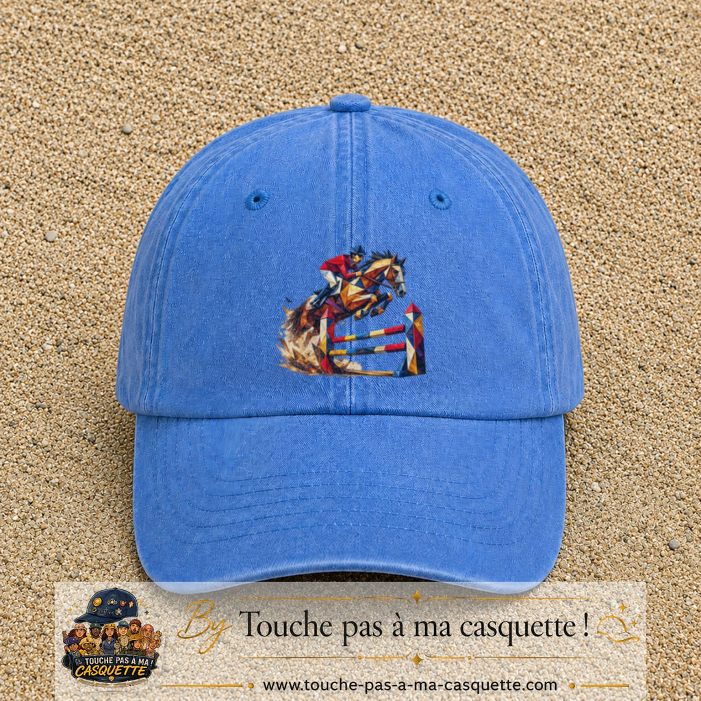 Image principale casquette Bleu ciel délavé avec motif Saut d’obstacles 7 cm
