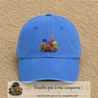 Image principale casquette Bleu ciel délavé avec motif Récif aux poissons 7 cm