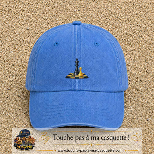 Image principale casquette Bleu ciel délavé avec motif Échecs classiques 5 cm