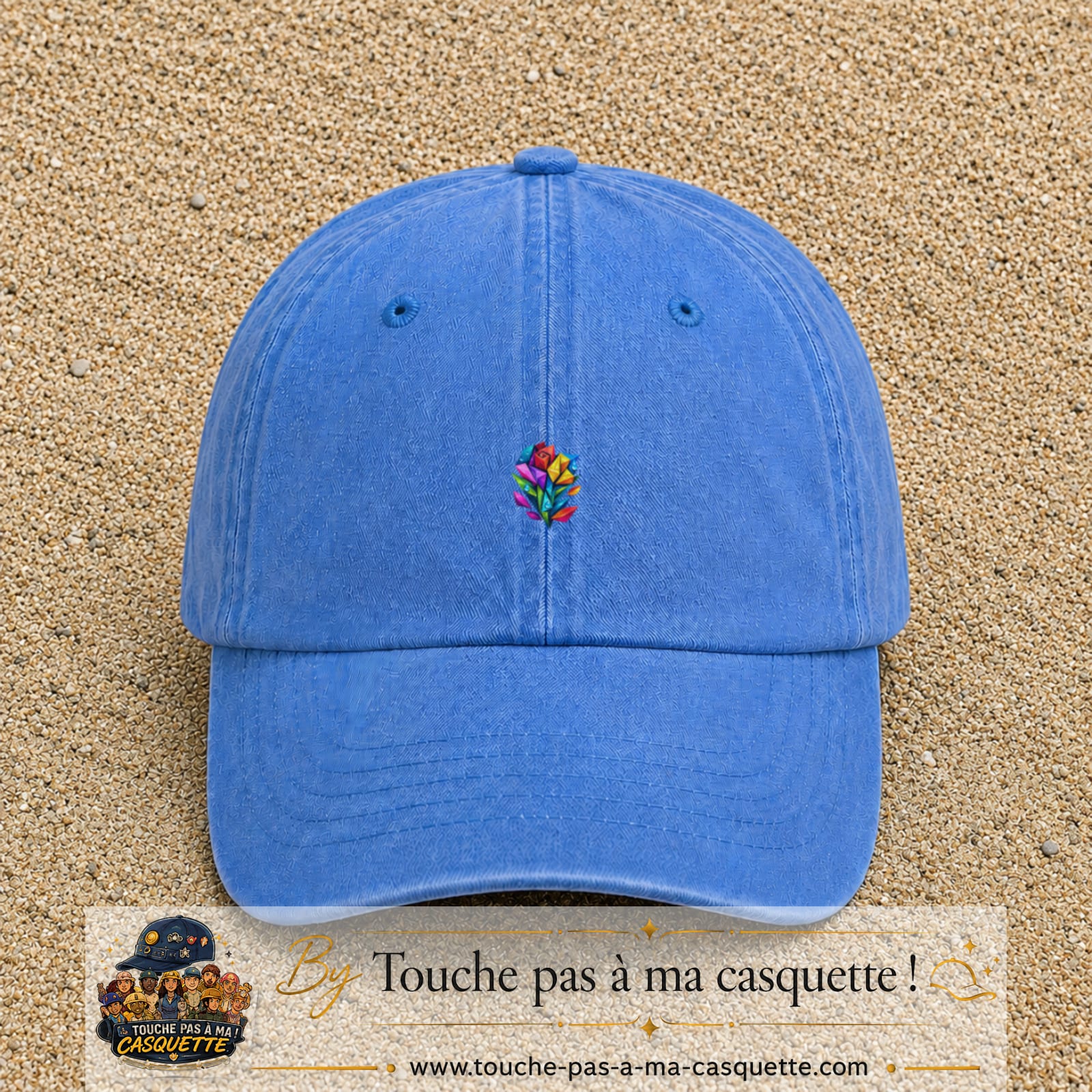 Image principale casquette Bleu ciel délavé avec motif Bouquet de cristaux 3 cm