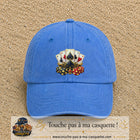 Casquette Bleu ciel délavé motif Poker cartes et jetons logo 7 cm