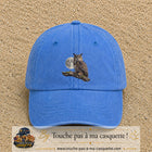 Image principale casquette Bleu ciel délavé avec motif Hibou sous la lune 7 cm