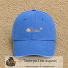 Casquette Bleu ciel délavé avec motif Prénom Charlène fleuri en 3 cm – vue principale