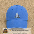 Image principale casquette Bleu ciel délavé avec motif Voilier et ancre 7 cm