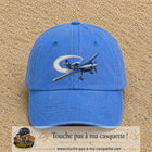 Image principale casquette Bleu ciel délavé avec motif Avion de voltige 7 cm