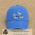 Image principale casquette Bleu ciel délavé avec motif Avion dans les nuages 7 cm
