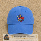 Casquette Bleu ciel délavé motif Portrait abstrait logo 7 cm