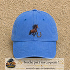 Image principale casquette Bleu ciel délavé avec motif Cheval et fer porte-bonheur 7 cm
