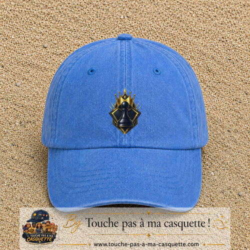 Image principale casquette Bleu ciel délavé avec motif Pion d’échecs royal 7 cm