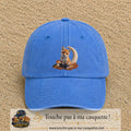 Image principale casquette Bleu ciel délavé avec motif Renard de lune 7 cm