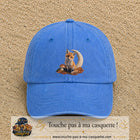 Image principale casquette Bleu ciel délavé avec motif Renard de lune 7 cm